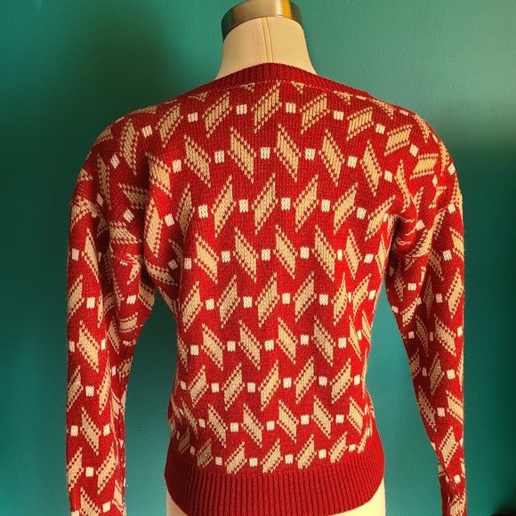 Vintage 1970s sweater size small preppy vneck fitted - Picture 4 of 6